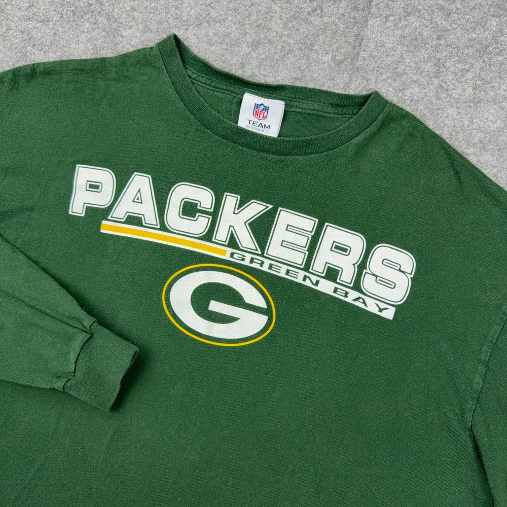 Green Bay Packers Shirt Mens XL Green Long Sleeve Graphic Tee NFL Team Apparel